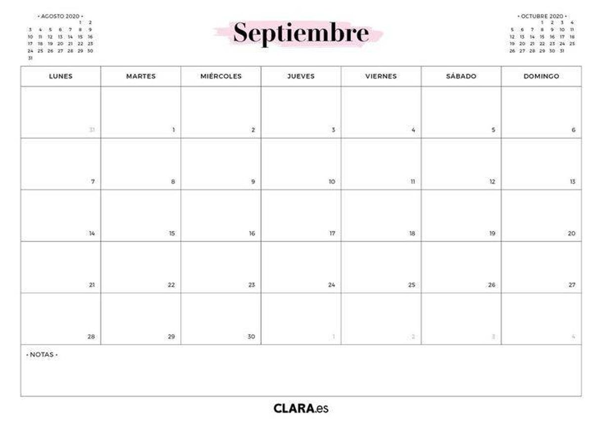 Moda Calendario septiembre 