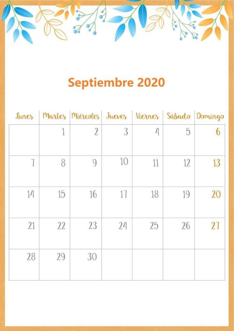 Fashion Calendario septiembre 