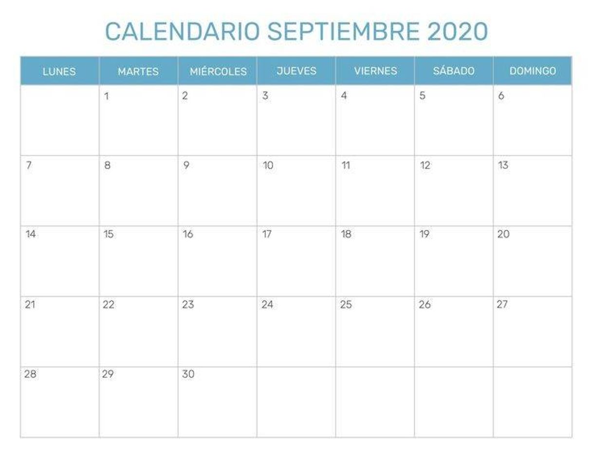 Moda Calendario septiembre 