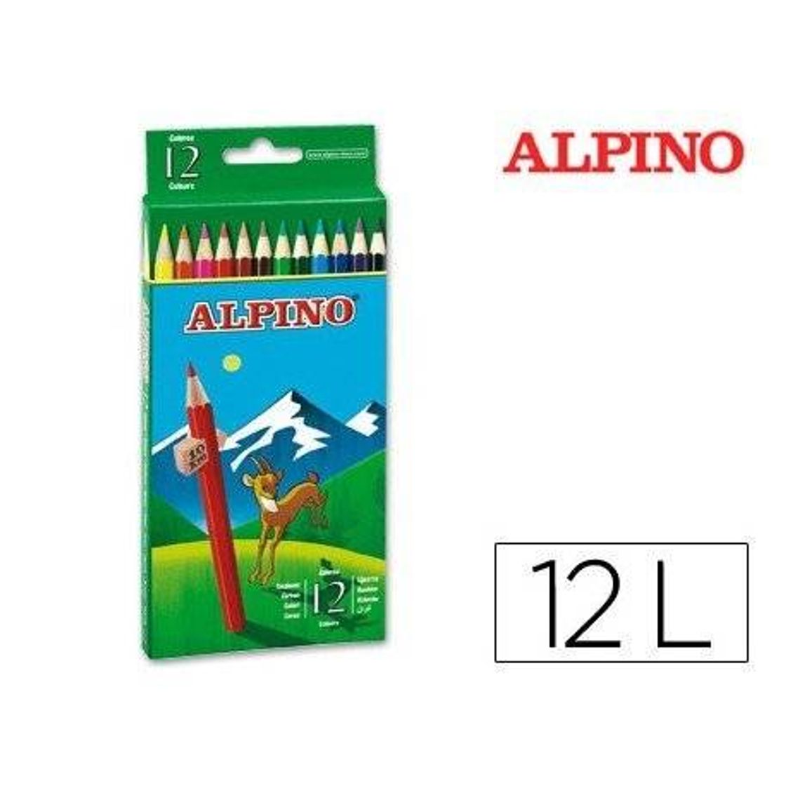 Fashion Lapices de Colores Alpino Hexagonales Caja 12 lapices largos ...