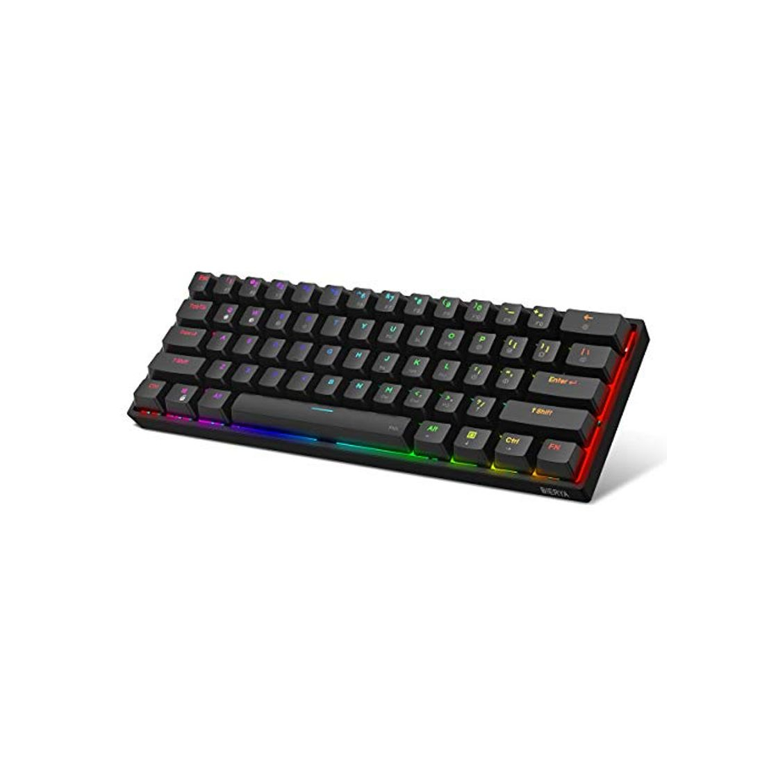Social DK61E 60% Teclado mecánico para juegos, Teclado PBT con cable retroiluminado RGB