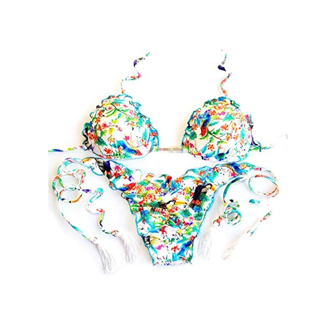 Moda WAVENI Bikini para Mujer Trajes de baño Prinbted Flower, Sexy Tanga Trajes