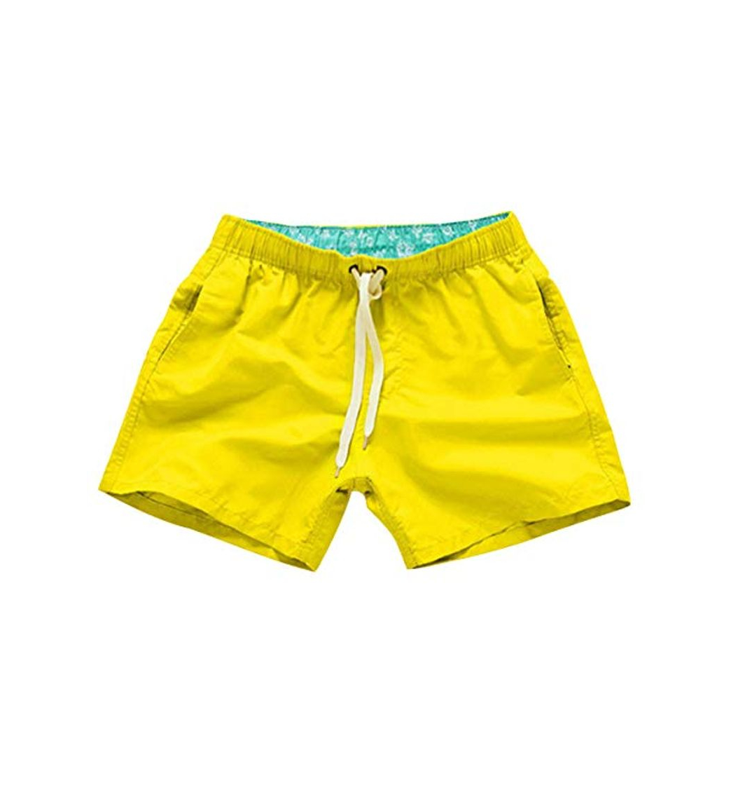 Fashion Bañador Natacion Hombre Bañadores Hombre Cortos Traje de Baño Trajes de Baño para Hombres Bañador Pantalon Piscina Surf Playa Caballero Deportivo Pantalonetas Short de Baño Hombre Corto Amarillo XL