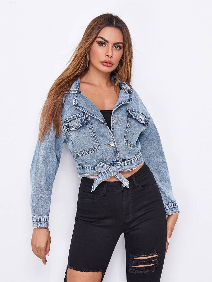 Fashion Chaqueta de denim con moño