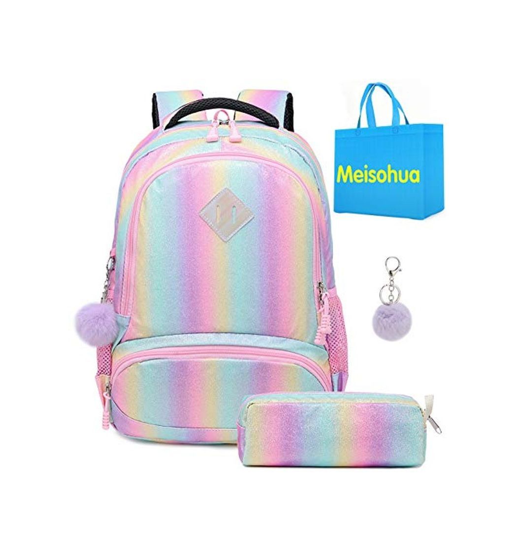 Moda Mochila Rainbow Glitter para niñas - Mochila Preescolar para niños Lindos Mochila