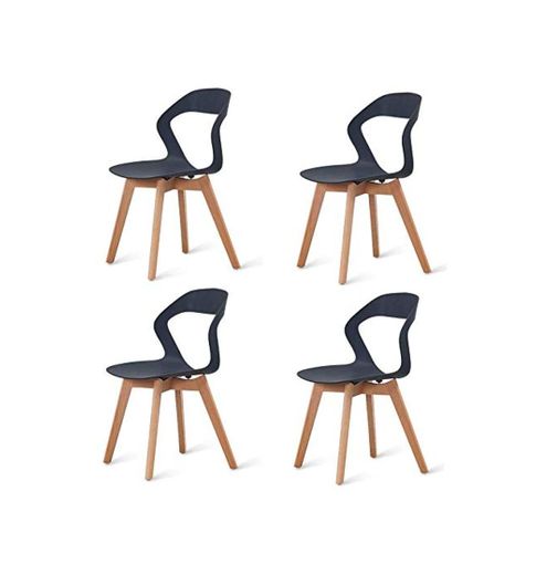 BAOU 4 cadeiras de Mesa com encosto de plástico Moderno e Moderno