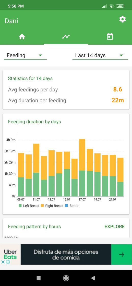 App Baby tracker - feeding, sleep and diaper 