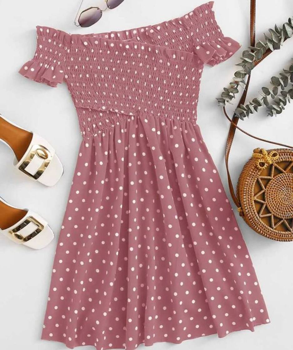 Social Vestido Rosa Con Puntos 