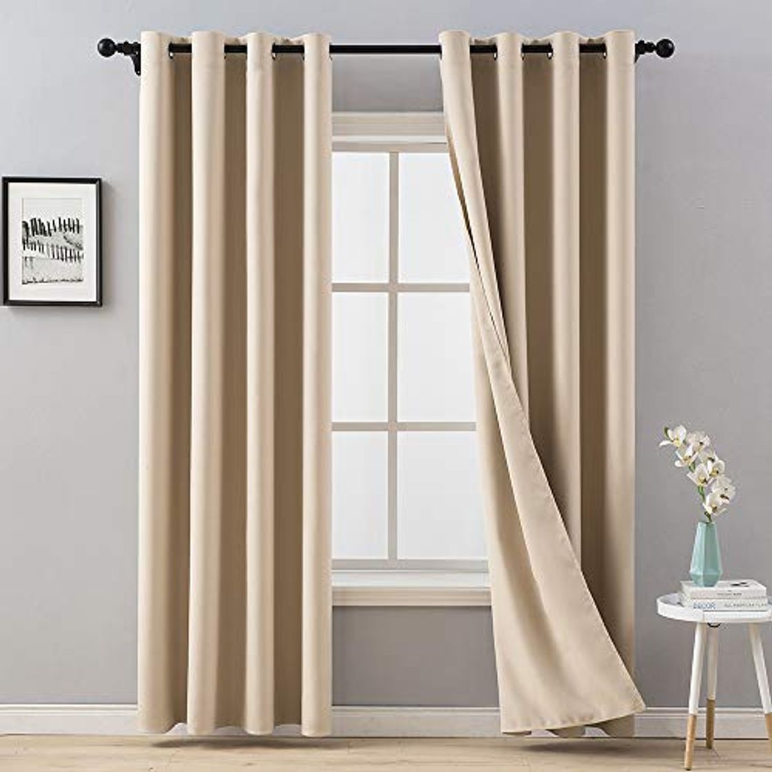 Producto MIULEE 2 Piezas de Cortinas Opacas Resistente al Calor y La Luz para Salón Dormitorio Cortina Gruesa y Suave para Oficina Moderna Decorativa Reducción de Ruido Beige 140x260cm