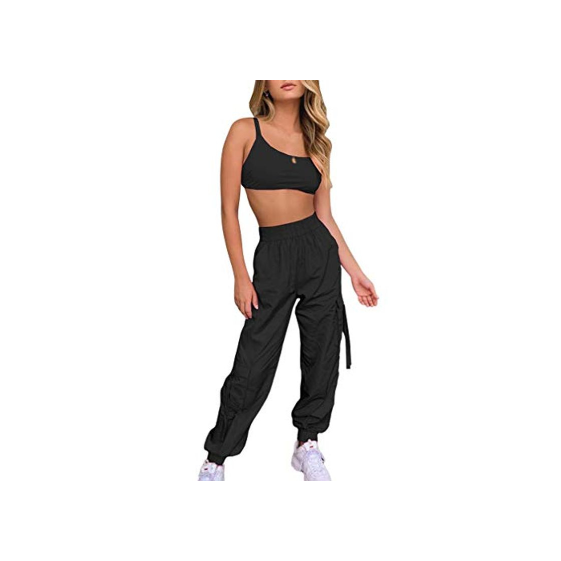 Moda Yying Juego de Dos Piezas en Color Rosa Caramelo Conjunto de Top y Pantalones a Juego de Mujeres Conjunto de Joggers y Conjunto de Mujeres Traje Rosado Top de Joggers y Joggers