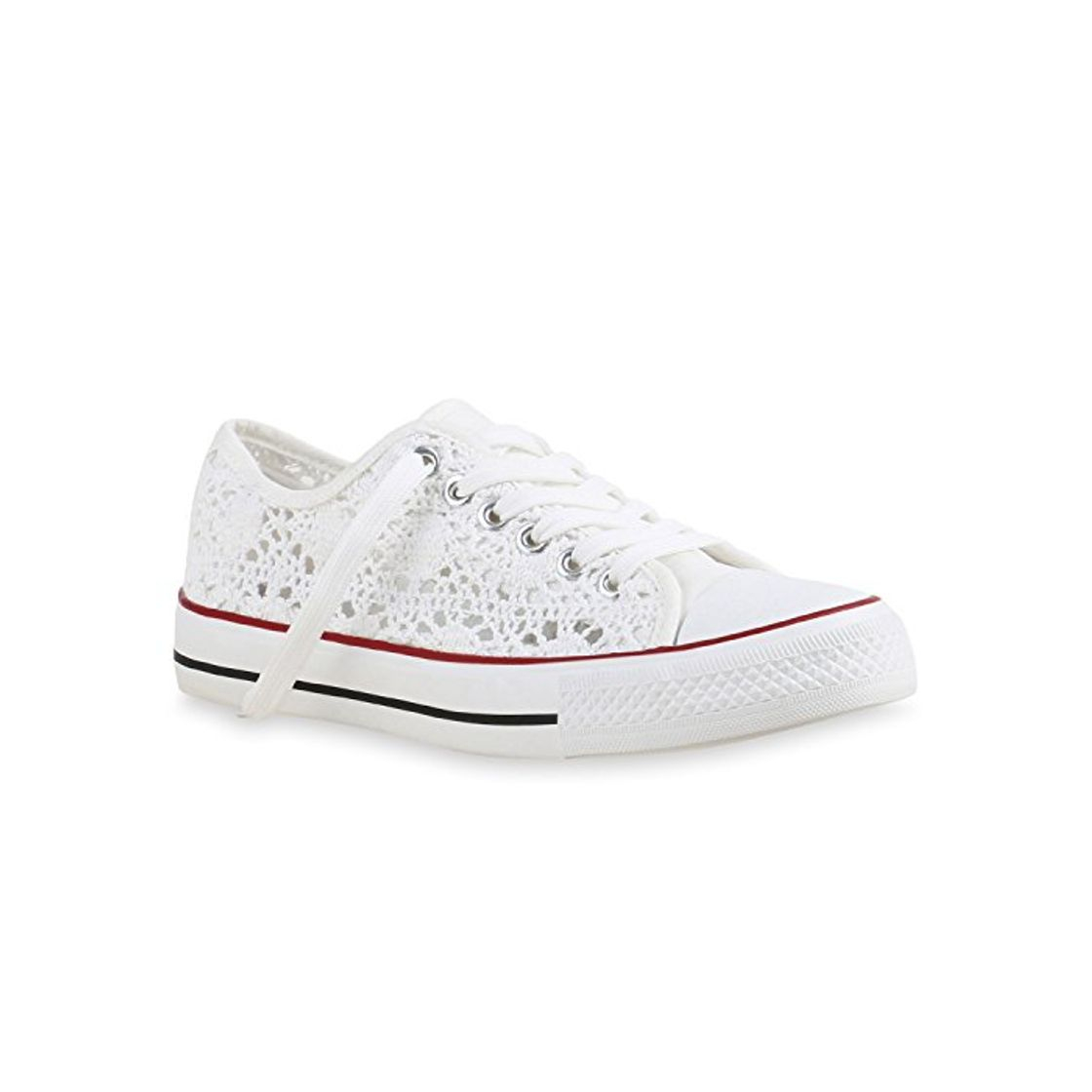 Productos Stiefelparadies Mujer zapas caña Baja Encaje 135342 Blanco 38 Flandell