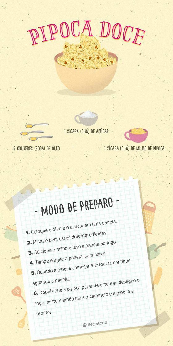 Moda receita pipoca doce