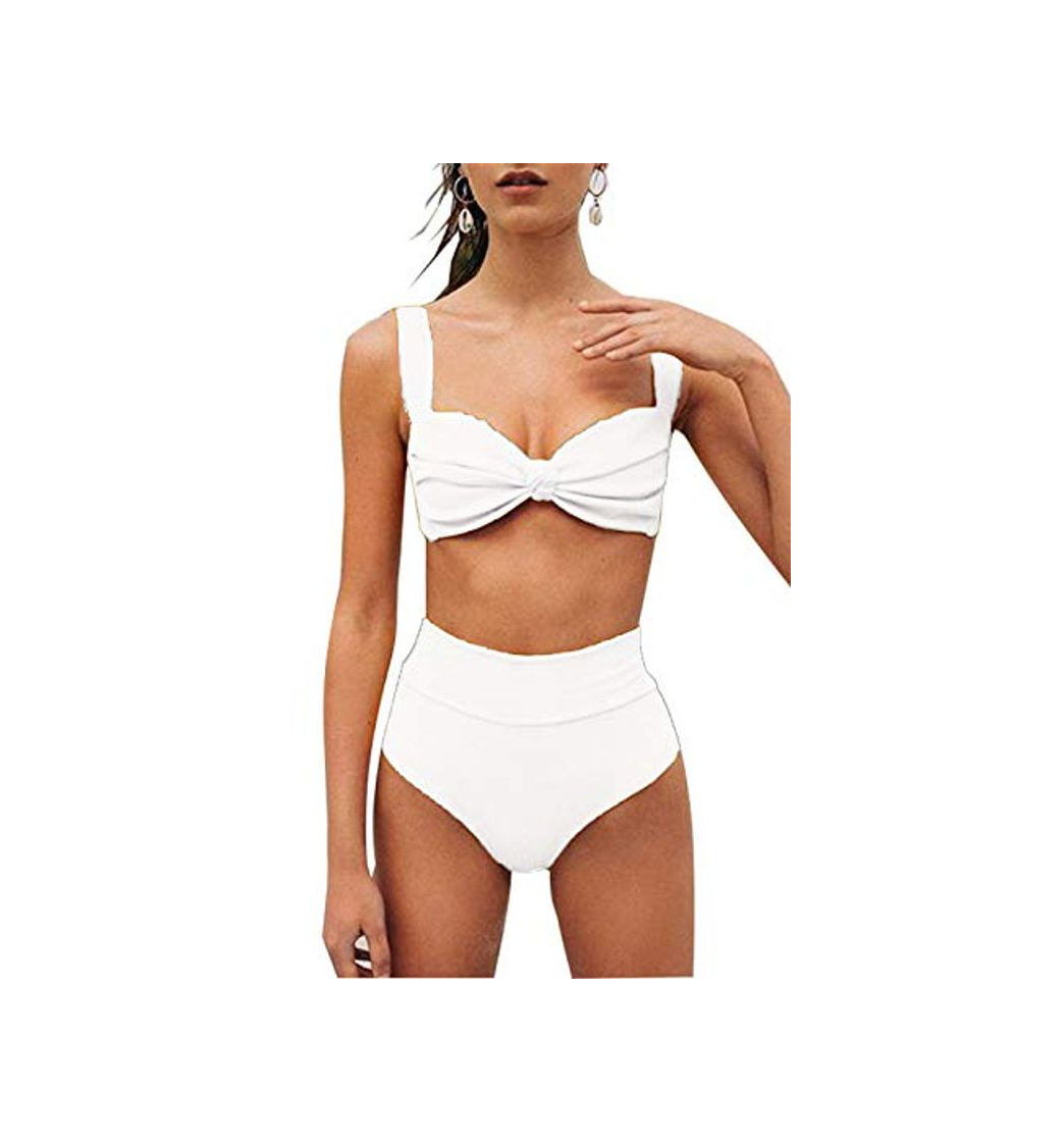 Social Yutdeng Conjuntos de Bikinis Muje Push Up Traje de Baño 2 Piezas Color Sólido Talle Alto Grandes Sexy con Pantalones Bañadores Bañador 2020