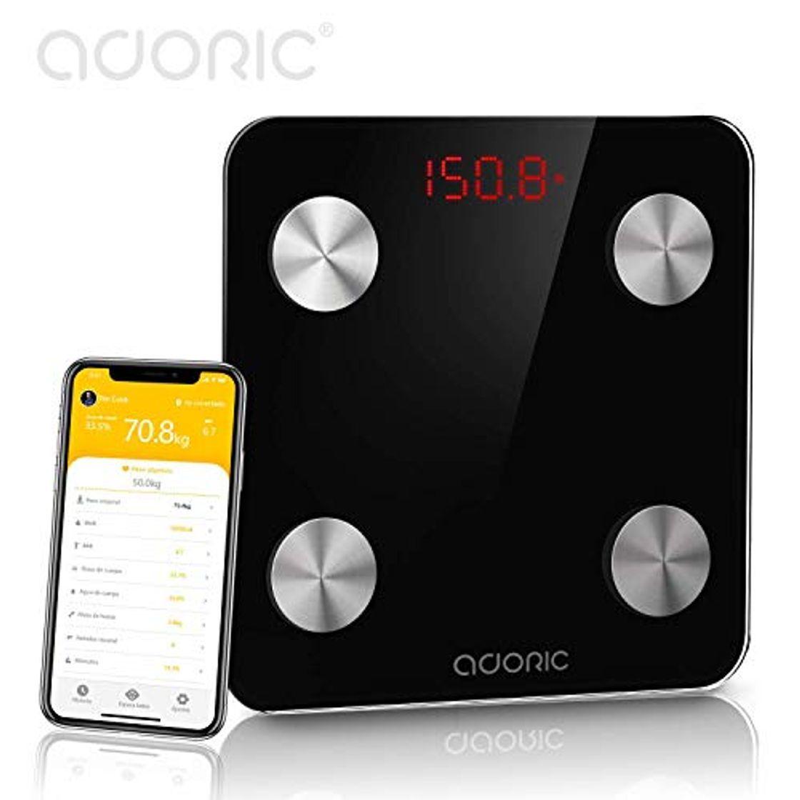 Social Báscula Grasa Corporal Báscula de Baño Bluetooth Analizar Más de 8 Funciones,