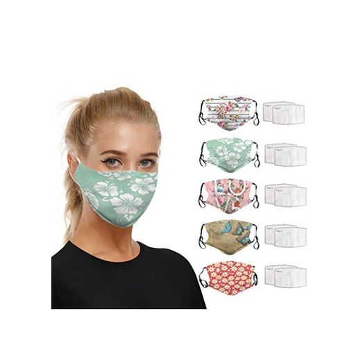 IUTE 5 Faciales Protectoras Adulto Reutilizables con 10 Filtros