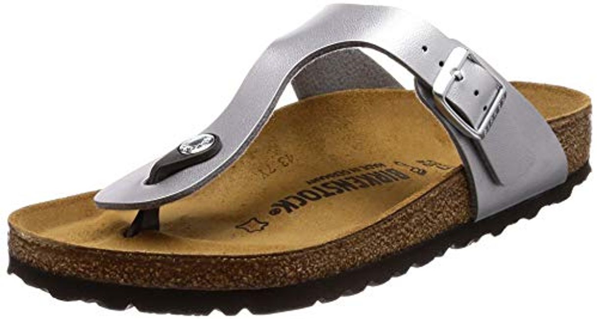 Fashion Birkenstock Gizeh Birko-Flor, Chanclas para Mujer, Plateado