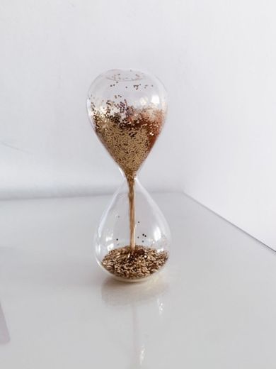 Reloj de arena de cristal con purpurina Copper