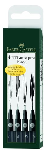 Product Faber-Castell 167100 - Pack de 4 rotuladores Pitt Artist Pens Black