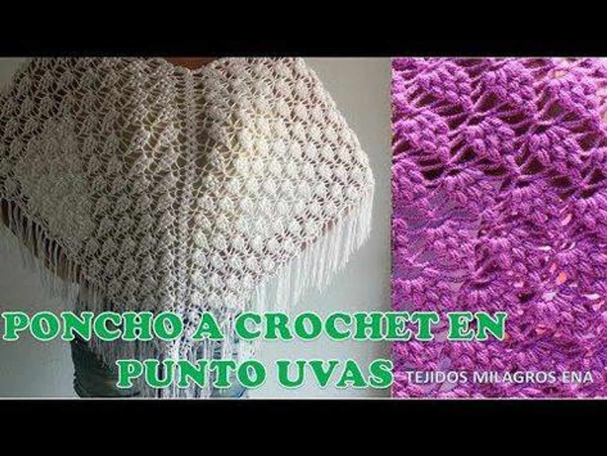 Fashion Poncho tejido a crochet para mujer en punto de uva. 