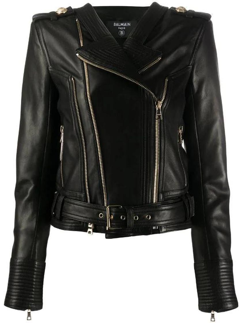 Moda chaqueta biker con cremallera