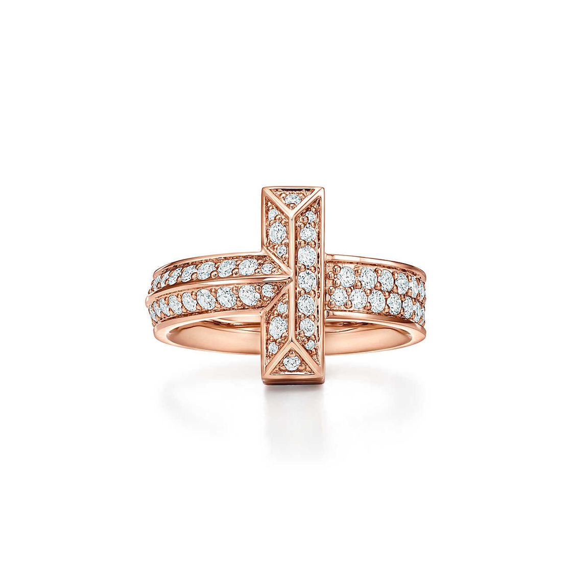 Fashion Tiffany T T1 wide diamond ring in 18k rose gold. | Tiffany & Co.