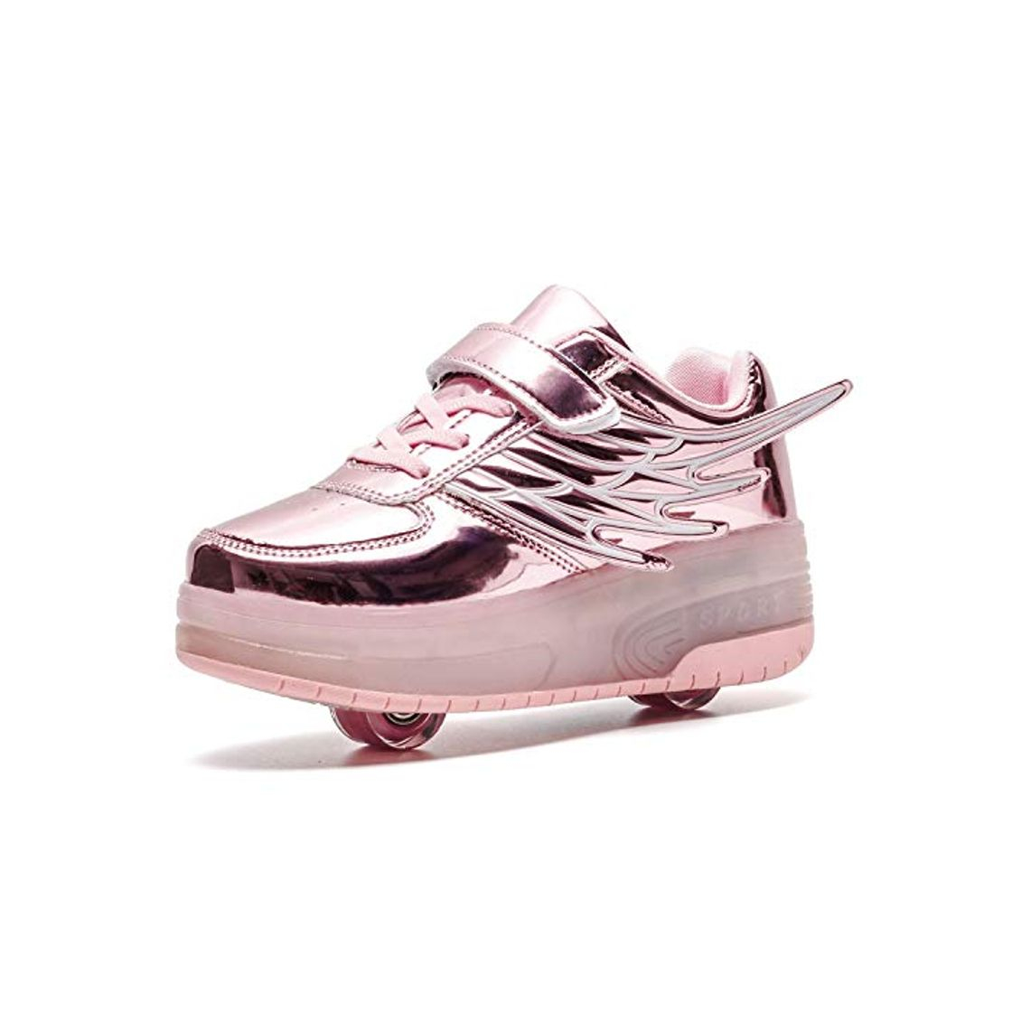 Social Niña Niño LED Luces Skate Roller Zapatos con USB Recargable Unisex Doble Ruedas Retráctil Skateboarding Rollerblades Deportes al Aire Libre Zapatos