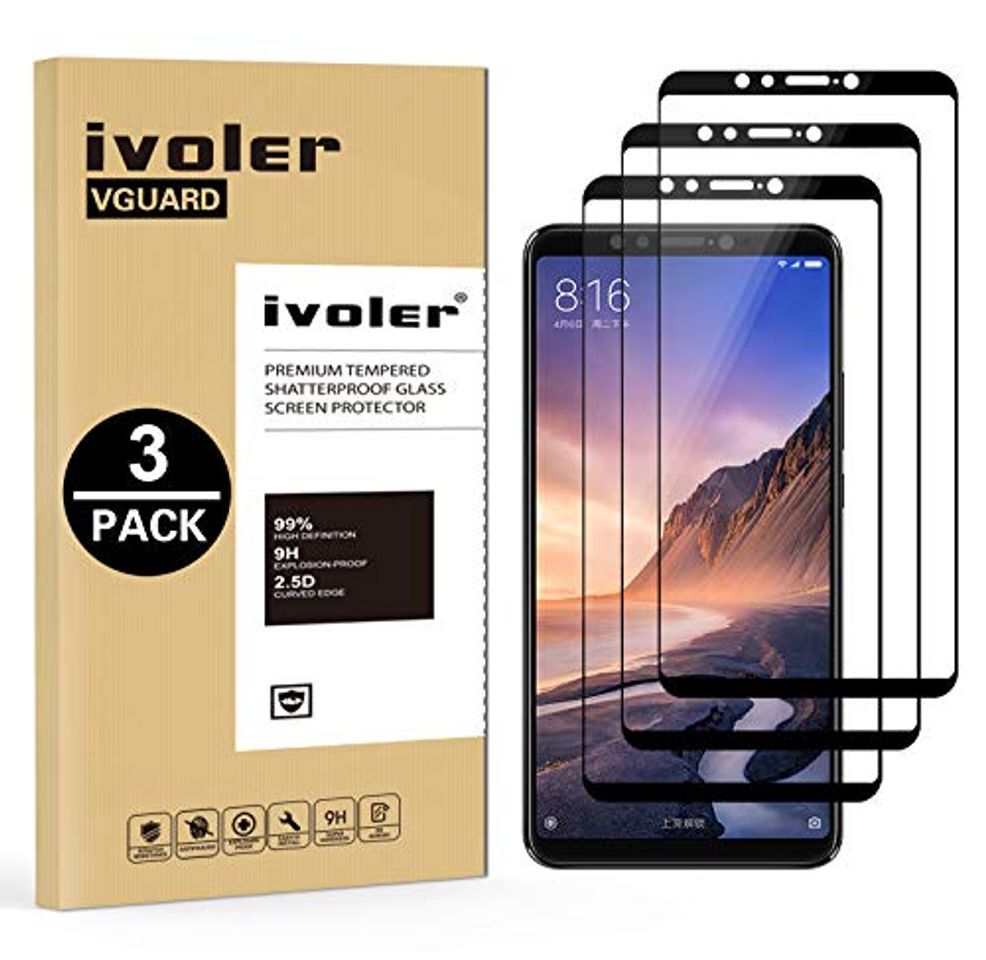 Social ivoler [3 Unidades] Protector de Pantalla para Xiaomi Mi MAX 3