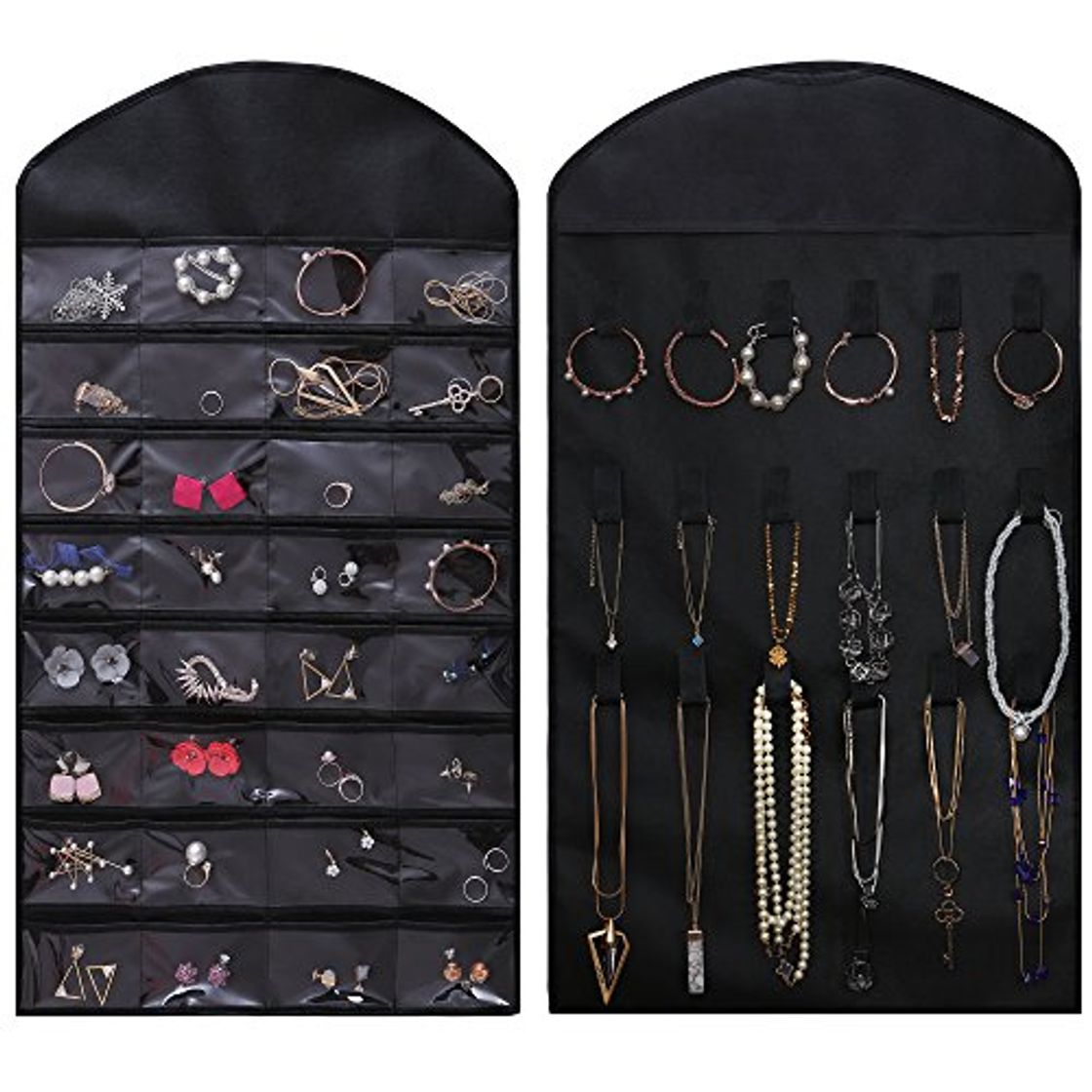 Social Amplio Organizador de Joyas Colgante de Doble Cara Negro armario para joyas-