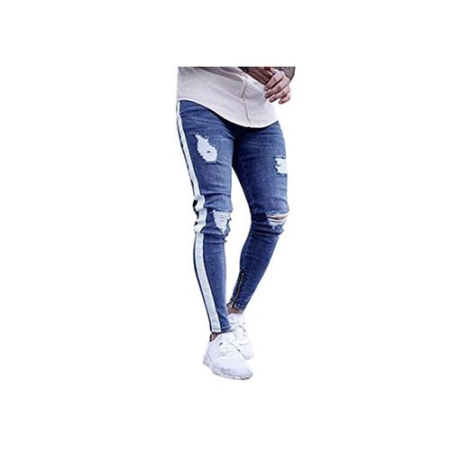 DOGZI Hombres Pantalones,antalones Vaqueros Rotos Hombre Jeans Pantalones Elásticos Skinny Slim Fit