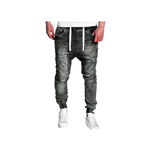 Pantalones Vaqueros Rotos Biker Jeans de Hombre Slim Fit Ajustados Elásticos