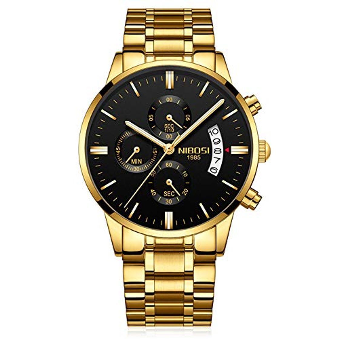 Lugar Relojes Hombre Cronógrafo Reloj de Pulsera Calendario con Correa de Acero Inoxidable