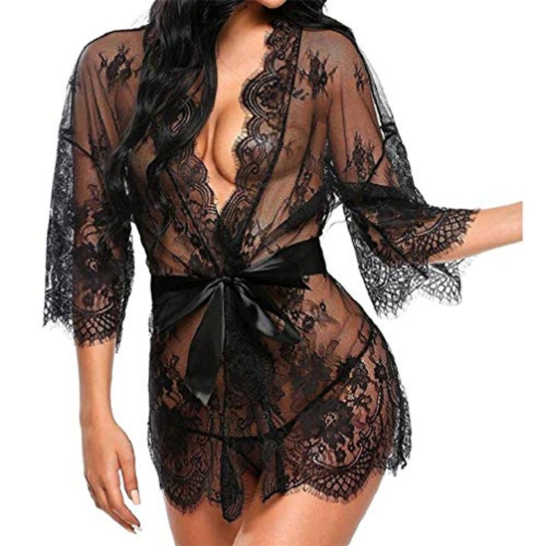 Social EDOTON Conjuntos de lencería para Mujer Transparente Ropa de Dormir con Tanga