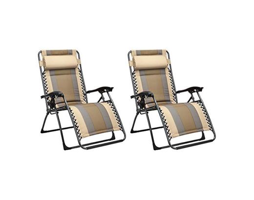 AmazonBasics - Set de 2 sillas de playa acolchadas para exteriores con