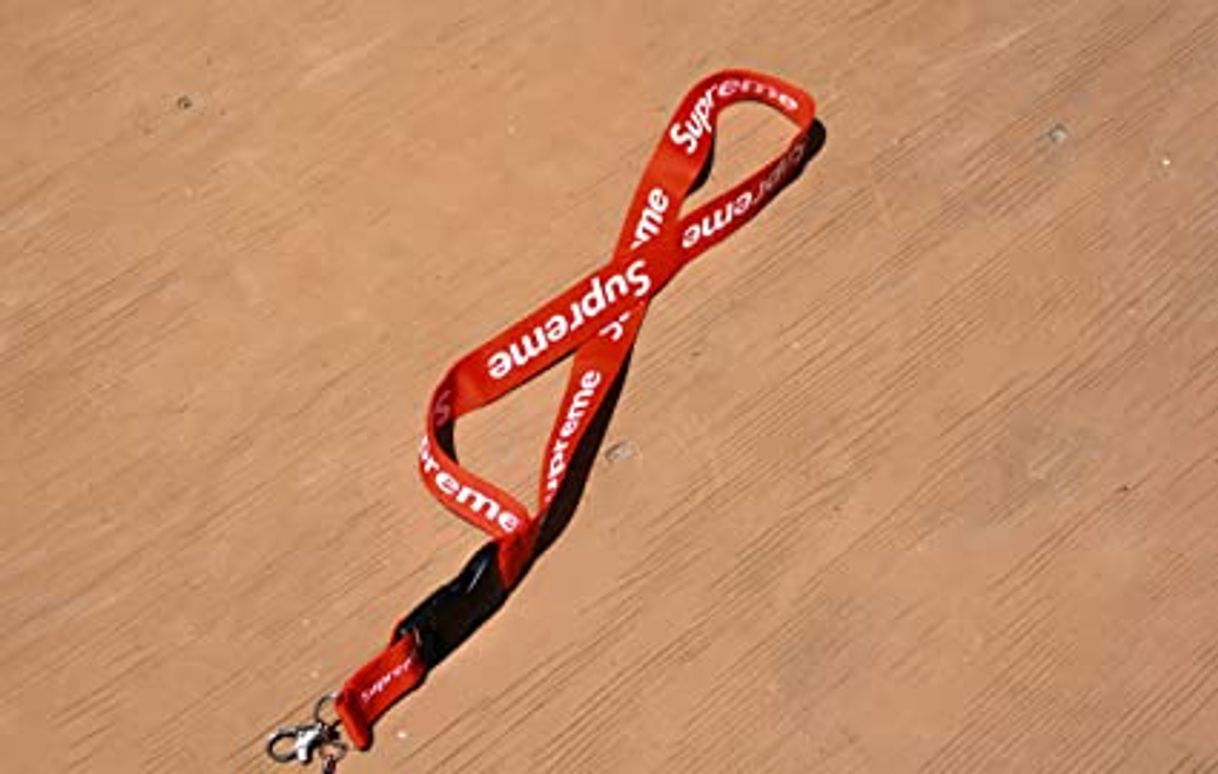 Social Cinta Supreme reversible de estilo urbano, color rojo para llaveros, correa para