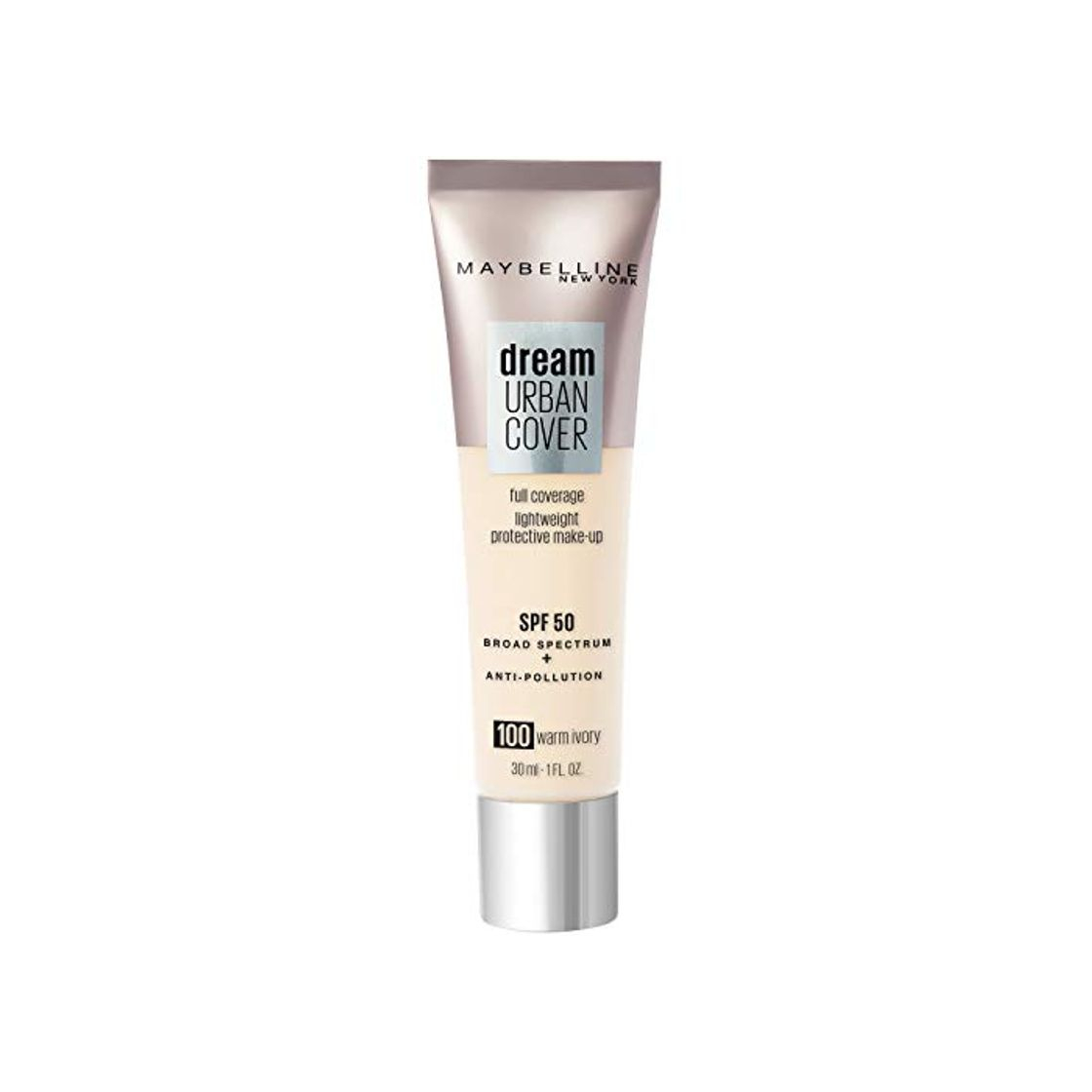 Products Maybelline New York Dream Urban Cover Tono 100 Warm Ivory Base de Maquillaje con Spf 50 y Antioxidantes 21 g