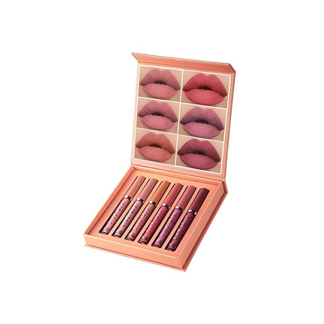 Social GL-Turelifes Kit de lápices labiales mate de 6 piezas, set de lápiz