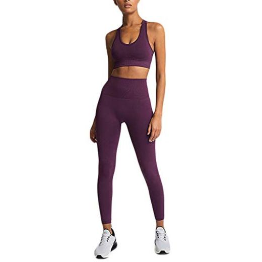 MXJEEIO Conjunto Ropa Deportiva Mujer Conjuntos de Sujetador Crop Top y Pantalon