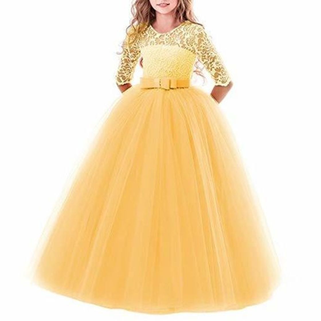 Social Cordón Boda Vestidos de Princesa Mangas Fiesta Niñas Largos Piano El Rendimiento