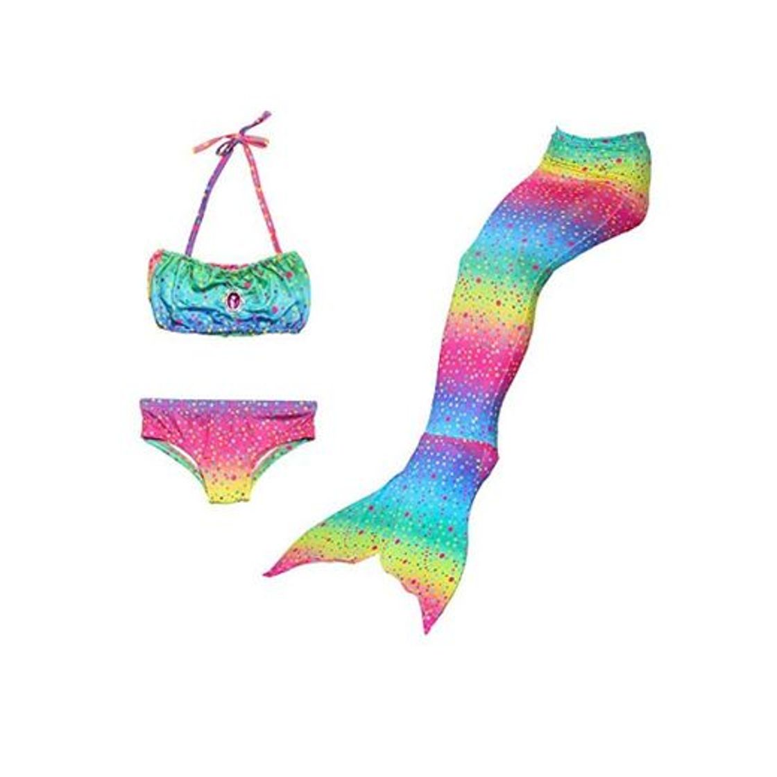 Social HHD® 3Pcs establece bañadores niña Traje de baño Bañador De Sirena Disfraz De Princesa Bikini niña Cola de sirena para nadar las niñas bikini de traje de baño