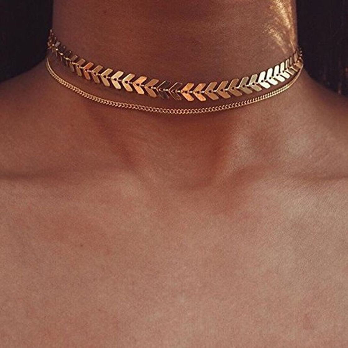 Belleza kercisbeauty Simple Chevron flecha Fish Bone plata gargantilla collar para las mujeres