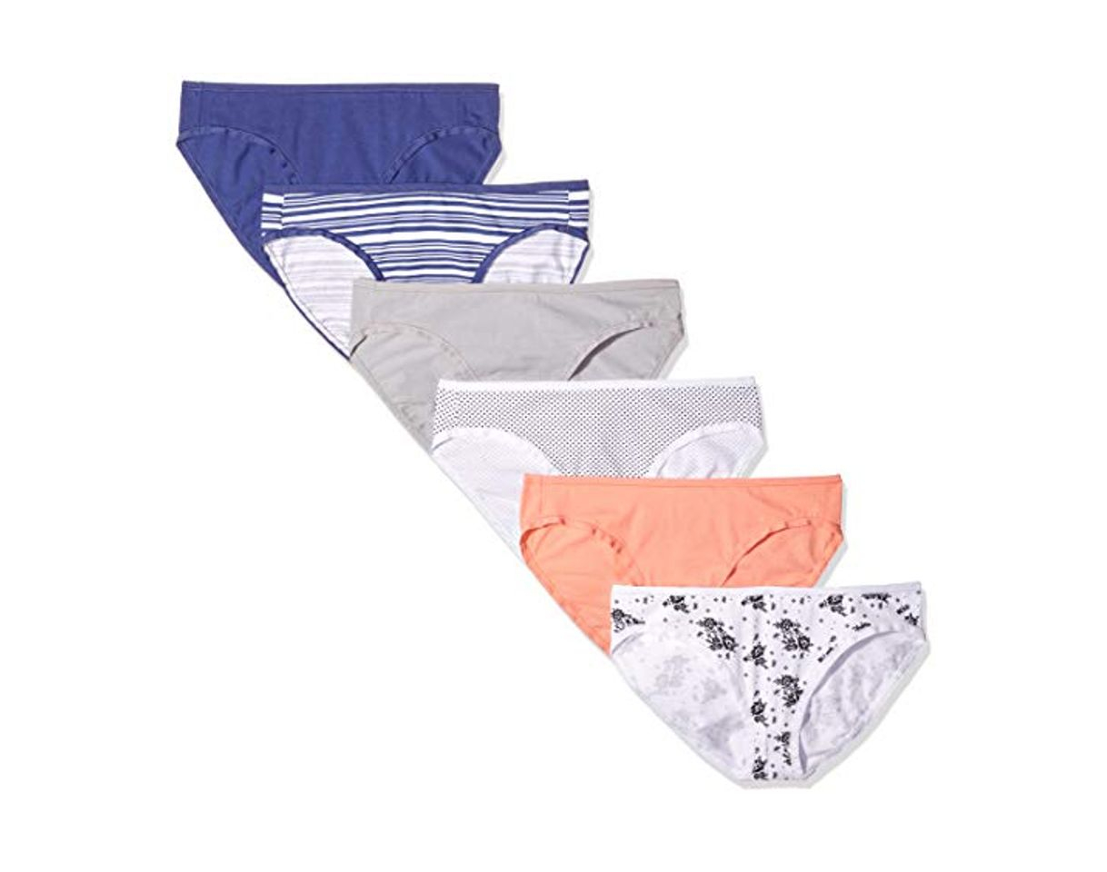 Social Amazon Essentials Cotton Stretch Bikini Panty, 6-Pack Braguita, Multicolor