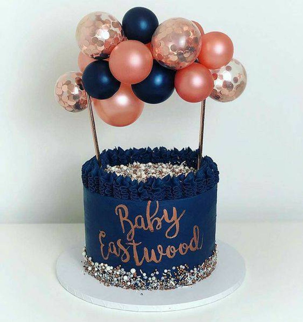 Social Bolo com cores azul e rose 