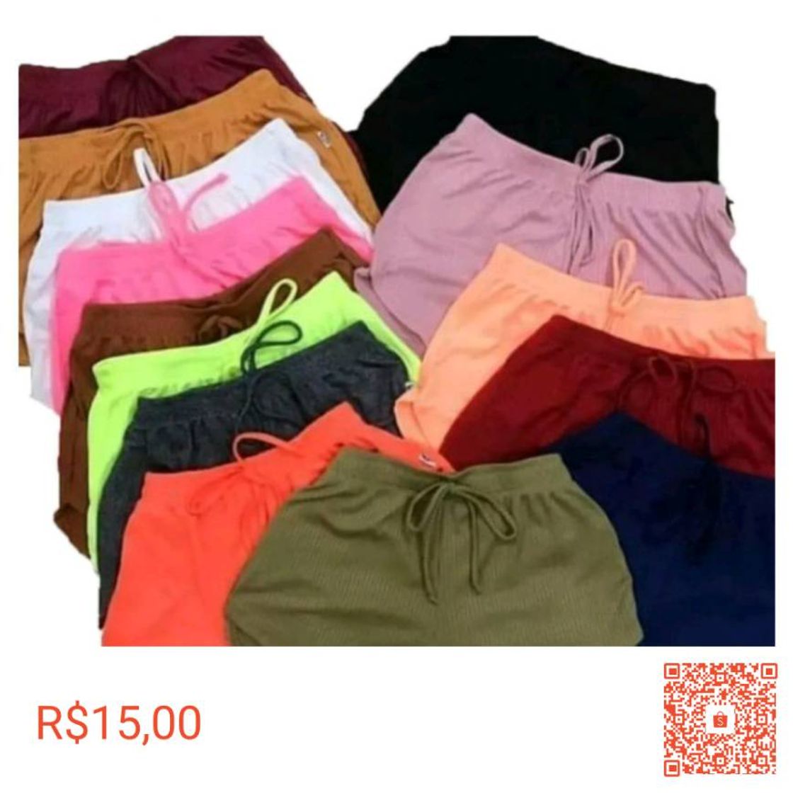 Social Shortinho curto soltinho malha canelada verão 