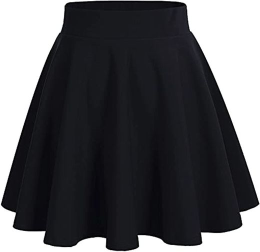 DRESSTELLS Falda Mujer Mini Corto Elástica Plisada Básica Multifuncional Black XL