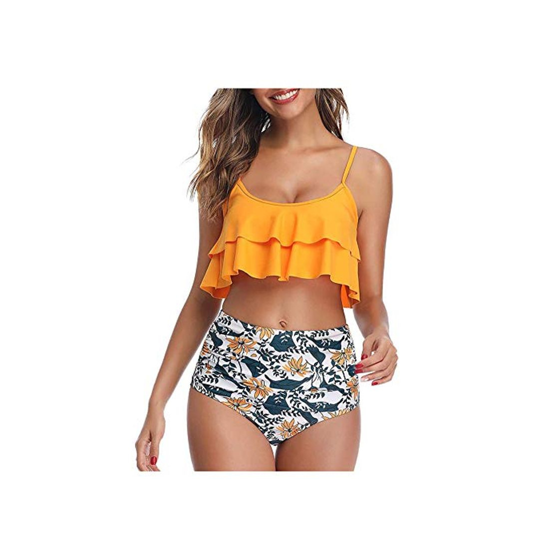 Social Ropa De Playa Traje De Baño Triángulo Bikini Bañador Conjunto De Bikini De Vendaje De Cintura Alta Con Volantes Para Mujer Traje De Baño Push Up Traje De Baño Traje De Baño Sexy Traje De Baño Biqui