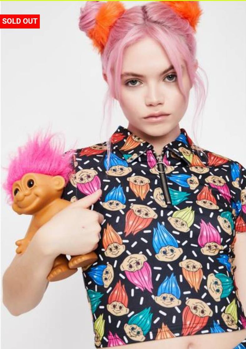 Fashion Good Luck Trolls x Dolls Kill Troll Crop Tee | Dolls Kill