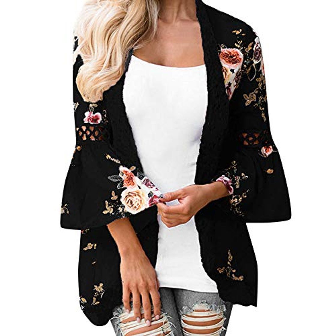 Fashion Overdose Las Nuevas SeñOras De Las SeñOras Floral Chaqueta Abierta Frente Kimono