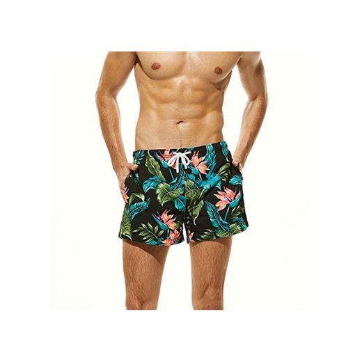 Shorts de playa para hombre Nórdica estilo de los hombres Impresión Rápida Bañador de natación troncos secos corto ocasional Salón Pantalones cortos for correr gimnasia Pantalones cortos Shorts de pla