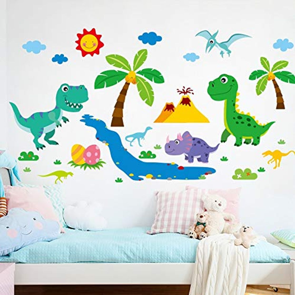 Producto PotteLove Cartoon Dinosaur Animals Wall Stickers Vinyl DIY Mural Peel and Stick Wall Decals for House Kids Room Baby Bedroom Decoration