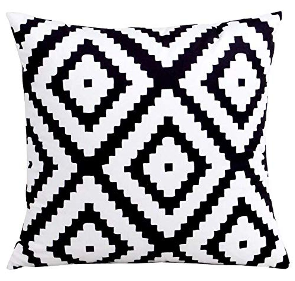 Moda Nordic Simply Geometric Almohada Decoración para el hogar Patrón de Diamante a Rayas Blanco y Negro Silla de Oficina Cojín de Gel Almofadas para Sofá   45x45cm